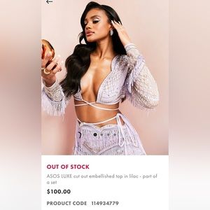 ASOS LUXE Lilac Embellished Crop Top